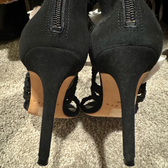 Sandro agate braided leather suede stiletto heels - Picture 3 of 9